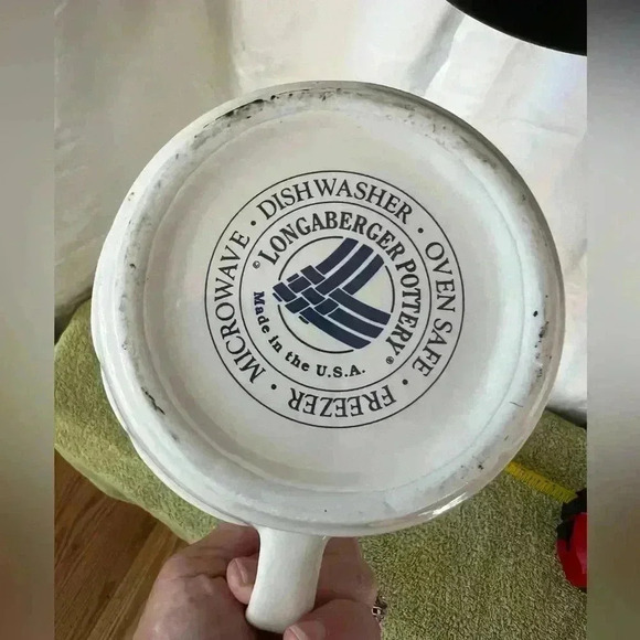 Longaberger Pottery Blue Woven Traditions 1 Quart Pitcher - Picture 3 of 6